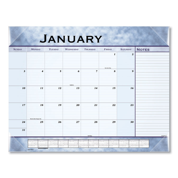 Desk Pad Slate Blue 89701 21-3/4 x 17 AT-A-GLANCE 2020 Desk Calendar Standard 