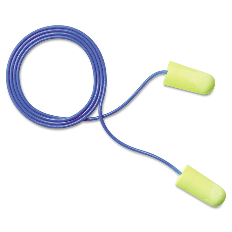 Picture of E·A·Rsoft Yellow Neon Soft Foam Earplugs, Corded, Regular Size, 200 Pairs