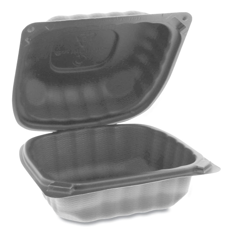 Anchor Packaging Microraves 3 Compartment Polypropylene Platter Food  Container Black, 15, 5, 5 oz. | 250/Case
