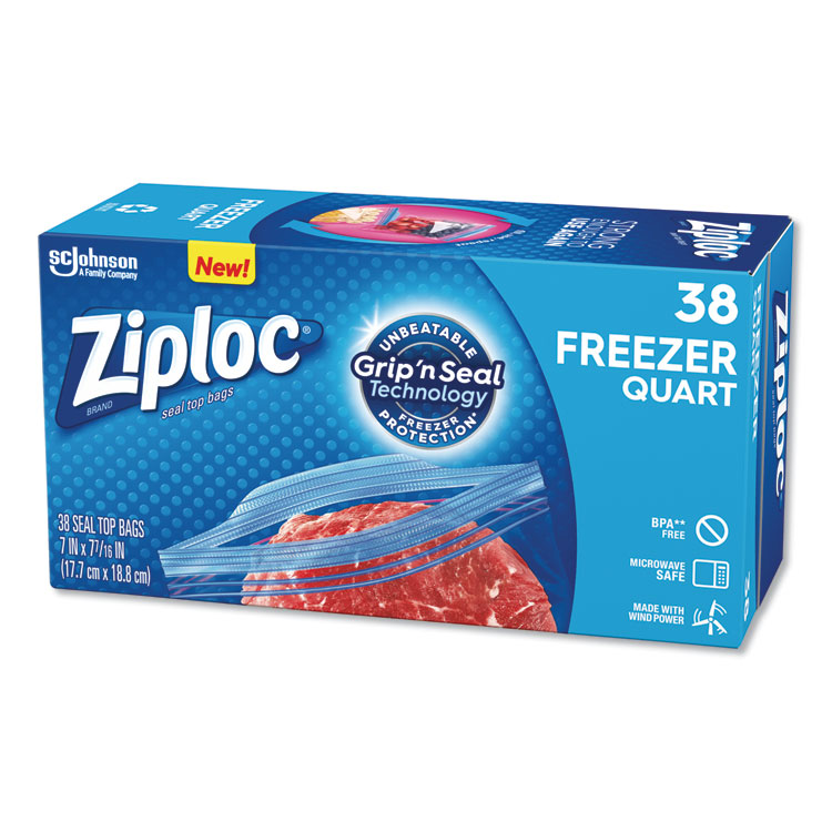 Ziploc Heavy Duty Double Zipper Freezer Food Bags, Quart/Gallon Pick From 2  Size 