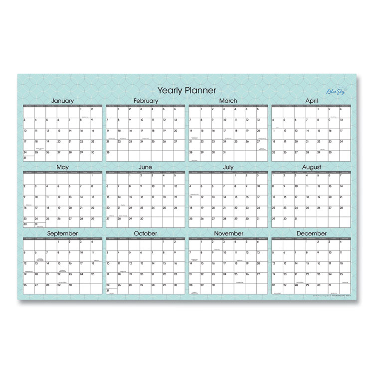 Blue A1 Rolled 2019 Blue Wall Calendar Planner Laminated