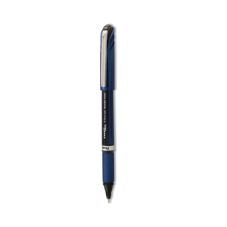 PENBLN77C, Pentel® BLN77-C EnerGel RTX Gel Pen, Retractable, Medium 0.7 mm Needle  Tip, Blue Ink, Blue/Gray Barrel