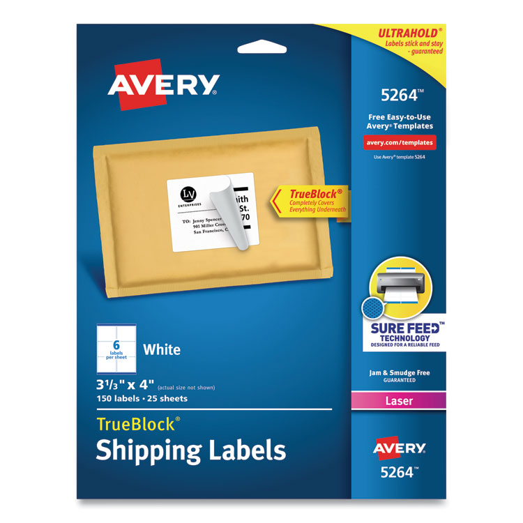 Avery Removable ID Labels 3-1/3 x 4, 150 Labels (6464)