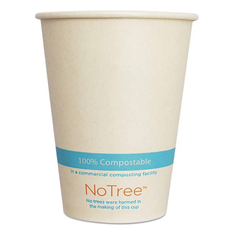 Sustain 12 oz White Paper Cold Cup - PLA Lining, Compostable - 3 1/2 x 3  1/2 x 4 1/4 - 1000 count box