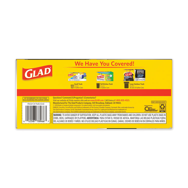 Glad 30 Gallon Large Drawstring Garbage Bags, 6 Boxes CLO78966