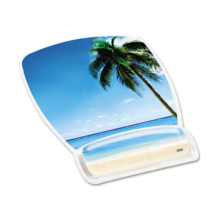 Picture of Fun Design Clear Gel Mouse Pad Wrist Rest, 6 4/5 x 8 3/5 x 3/4, Beach Design