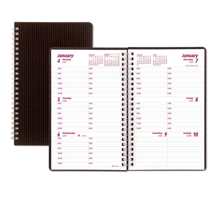 DuraFlex Weekly Planner, 8 x 5, Black Cover, 12-Month (Jan to Dec): 2026