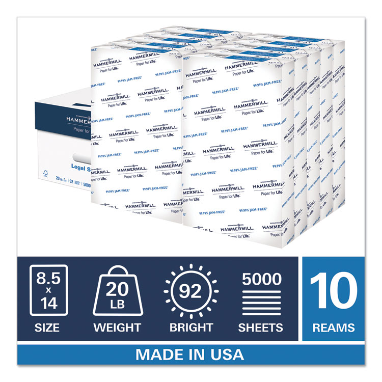 Hammermill White 92 Bright Copy Plus Print Paper, 8.5 x 11 inch - 500  sheets per ream -- 5 reams per case