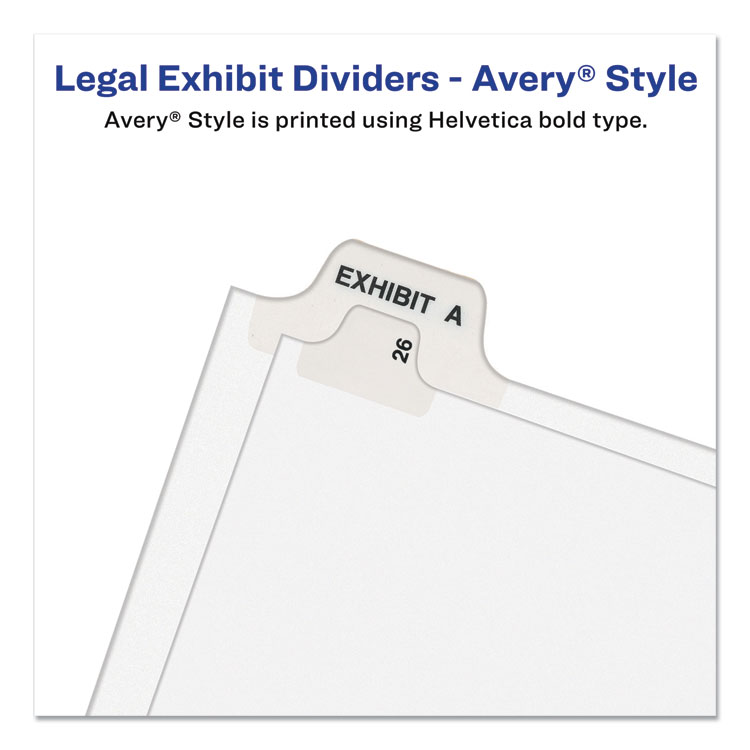 White Avery 01400 Avery-Style Legal Exhibit Side Tab Divider Title: A-Z Letter 