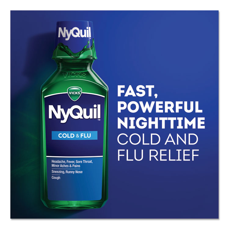 PGC01426 | Vicks® 01426 NyQuil Cold and Flu Nighttime Liquid, 12 oz ...