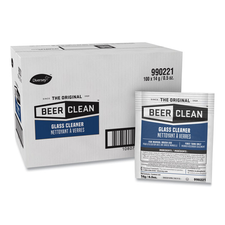 Picture of Diversey™ Beer Clean Glass Cleaner, Powder, .5oz Packet, 100/carton