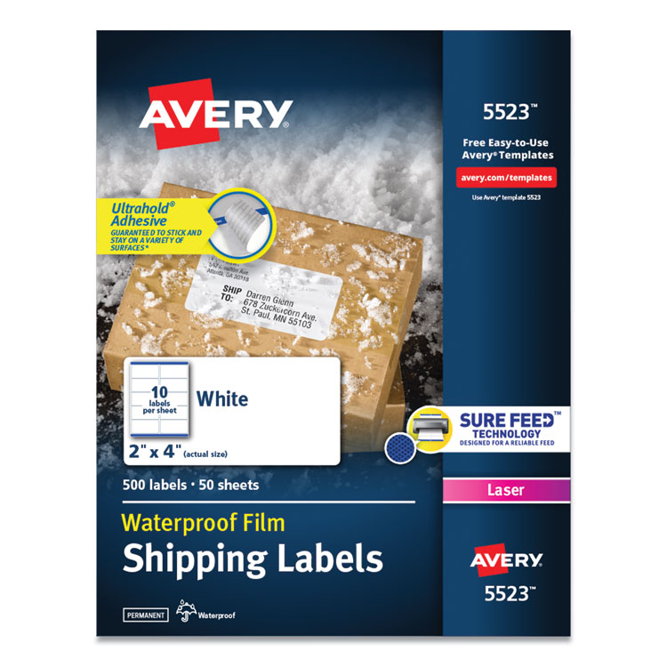 Pres-A-Ply Laser Address Labels 1 x 4 White 5000/Box 30607 