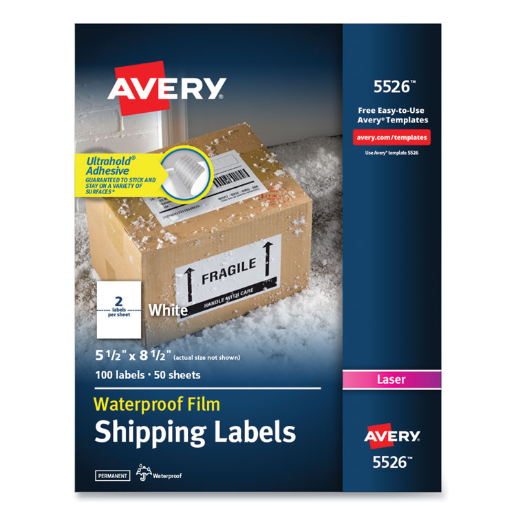 AVE5526 LABEL,WETHRPRF,100/PK,WH