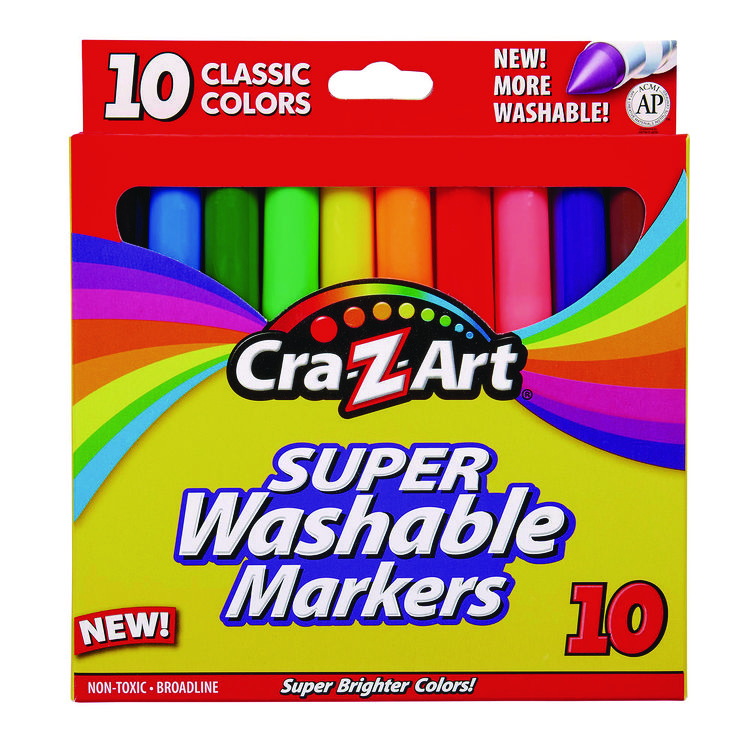 Crayola Washable Super Tip Fineline Markers, Assorted, Set of 10, Pack Of  12, (12PK-58-8610)