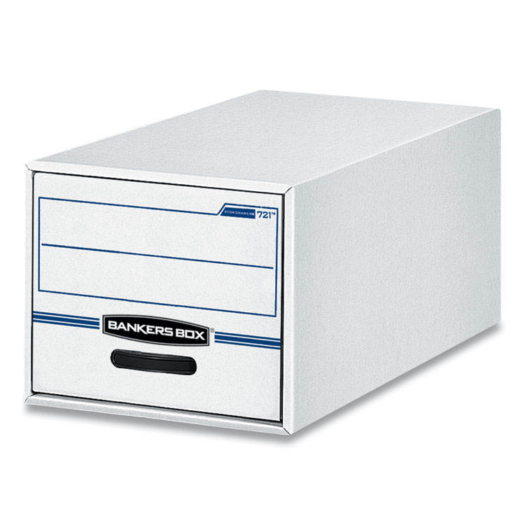 Fellowes Check Size Bankers Box 00302 STOR/DRAWER Steel Plus Storage Box Wire Case of 12 White/Blue 