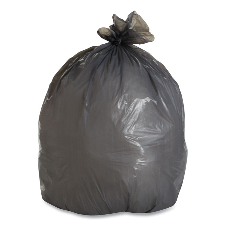 Commercial trash bags 60 gallon 38x60 1.5 mil case of 100 black, linear low  STOT3860B15 Stout