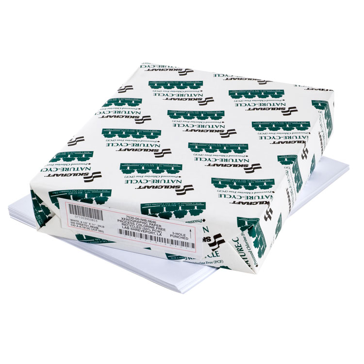 7530015399832 SKILCRAFT Nature-Cycle Copy Paper, 92 Bright, 3-Hole Punch, 20lb Bond Weight, 8.5 x 11, White, 500/RM, 10 RM/CT