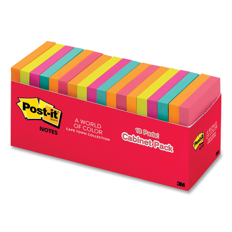 Post-it® Pop-up Notes Super Sticky Pop-up 3 x 3 Note Refill, Cape Town, 100 Sheets/Pad, 18 Pads/Pack
