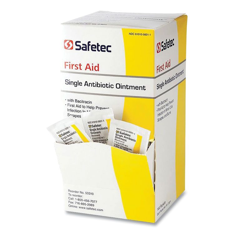Safetec® First Aid Single Antibiotic Ointment, 0.03 oz Packet, 144/Box