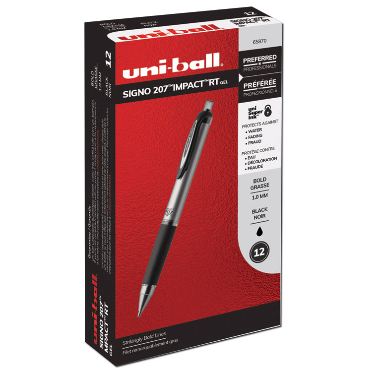 uni-ball Signo Gel 207 Retractable Roller Ball Pen, Medium Point,  Translucent Barrel, Black Ink, 36-Pack (33950)