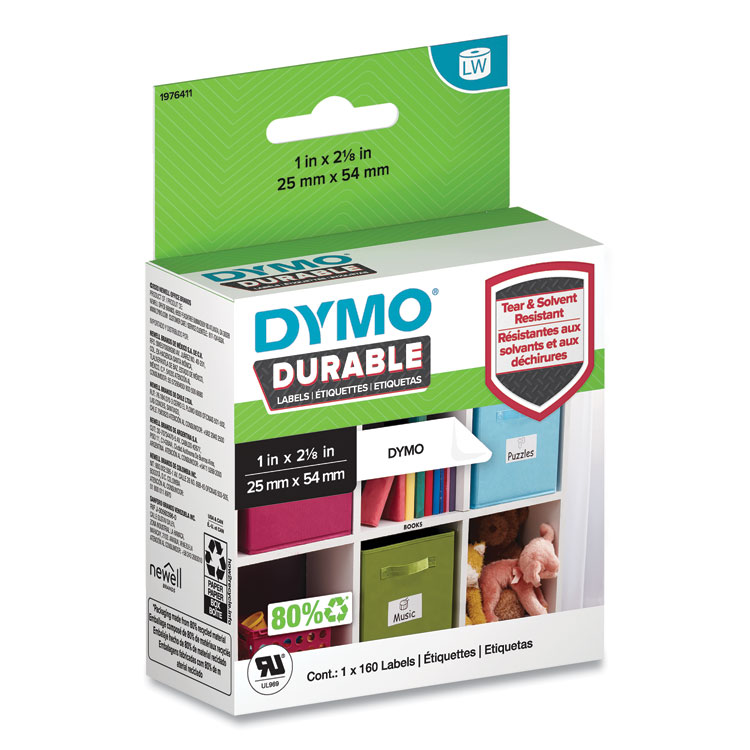Dymo LabelWriter 1-Up File Folder Labels, 0.56 x 3.43, White, 130/Roll, 2 Rolls/Pack