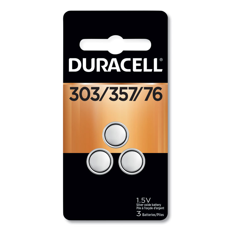 Duracell® Button Cell Battery, 303/357, 1.5 V, 3/Pack