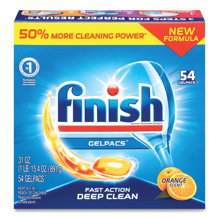 RAC81181  FINISH® 81181 Dish Detergent Gelpacs, Orange Scent, 54