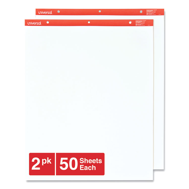 UNV35600, Universal™ 35600 Easel Pads/Flip Charts, Unruled, 27 x 34,  White, 50 Sheets, 2/Carton