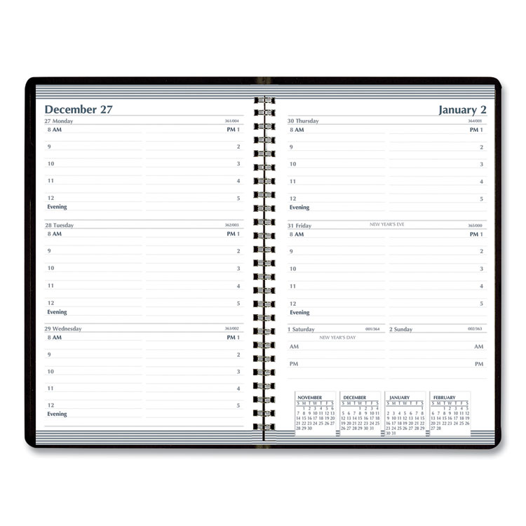 7530016935592, SKILCRAFT Weekly Appointment Planner, 8 x 5, Black Cover, 12-Month (Jan to Dec): 2026