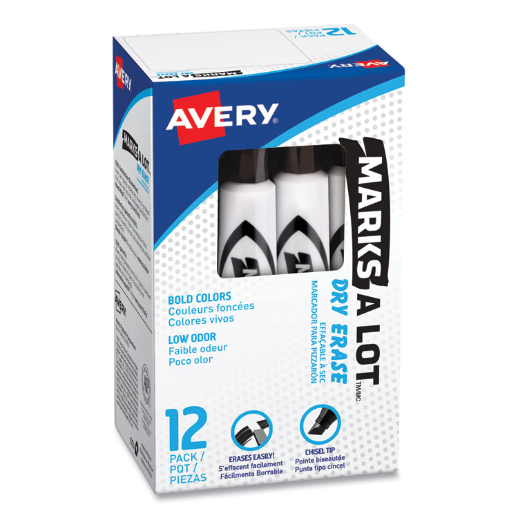 Avery Marks-a-lot Large Permanent Marker - Chisel Marker Point Style -  Yellow Ink - 1 Dozen (08882)