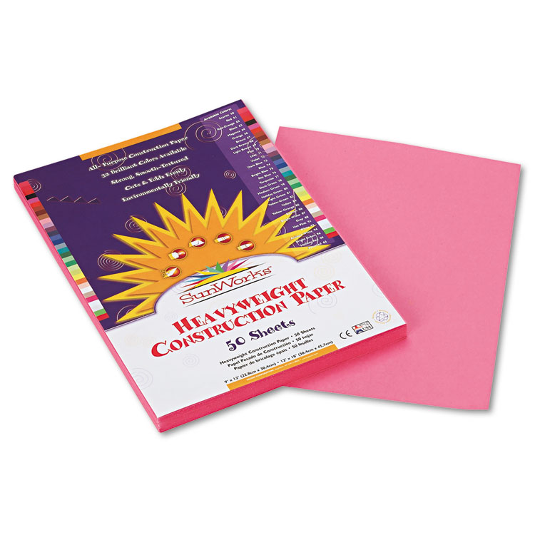 Picture of Construction Paper, 58 lbs., 9 x 12, Pink, 50 Sheets/Pack