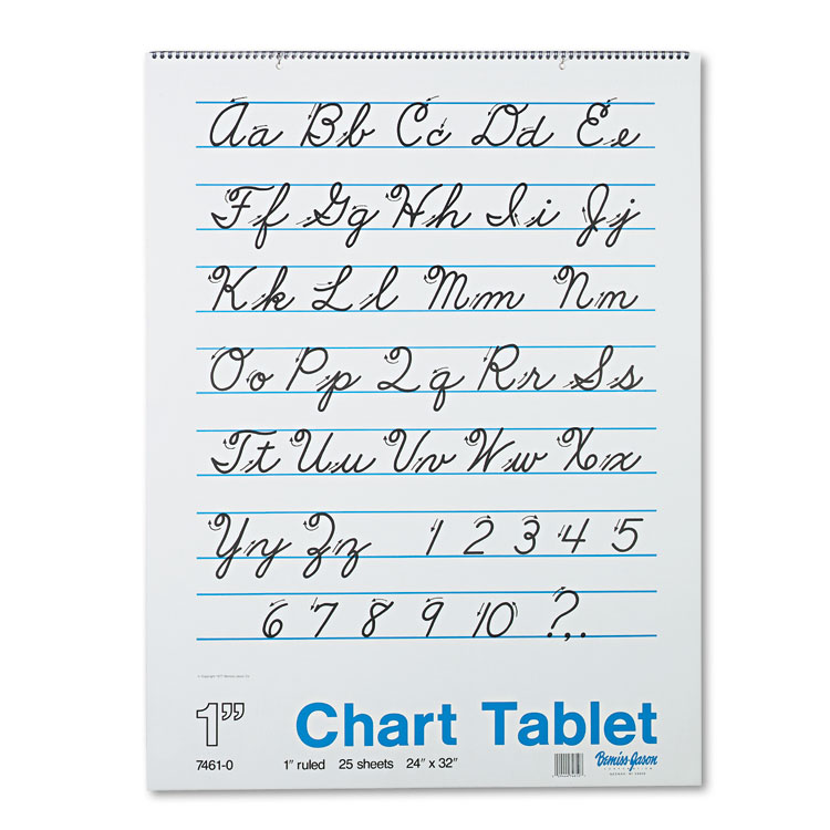 Picture of Chart Tablets w/Cursive Cover, Ruled, 24 x 32, White, 25 Sheets