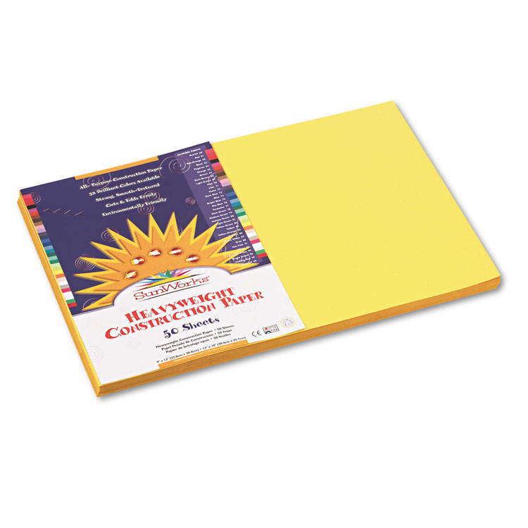 Picture of Construction Paper, 58 lbs., 12 x 18, Yellow, 50 Sheets/Pack