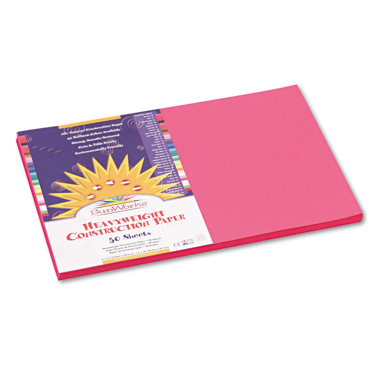 Picture of Construction Paper, 58 lbs., 12 x 18, Hot Pink, 50 Sheets/Pack