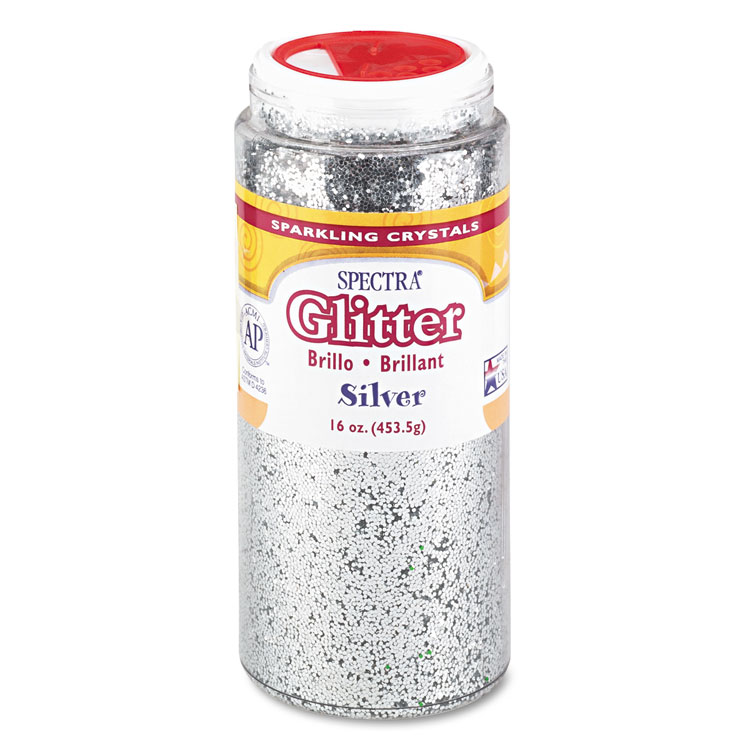 Picture of Spectra Glitter, .04 Hexagon Crystals, Silver, 16 oz Shaker-Top Jar