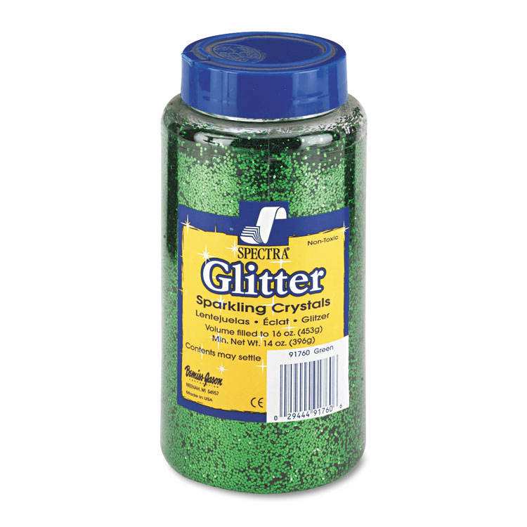 Picture of Spectra Glitter, .04 Hexagon Crystals, Green, 16 oz Shaker-Top Jar