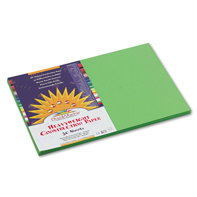 Picture of Construction Paper, 58 lbs., 12 x 18, Bright Green, 50 Sheets/Pack