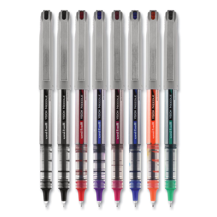 Uniball Vision Needle Rollerball Pens, Black Pens Pack of 5, Micro