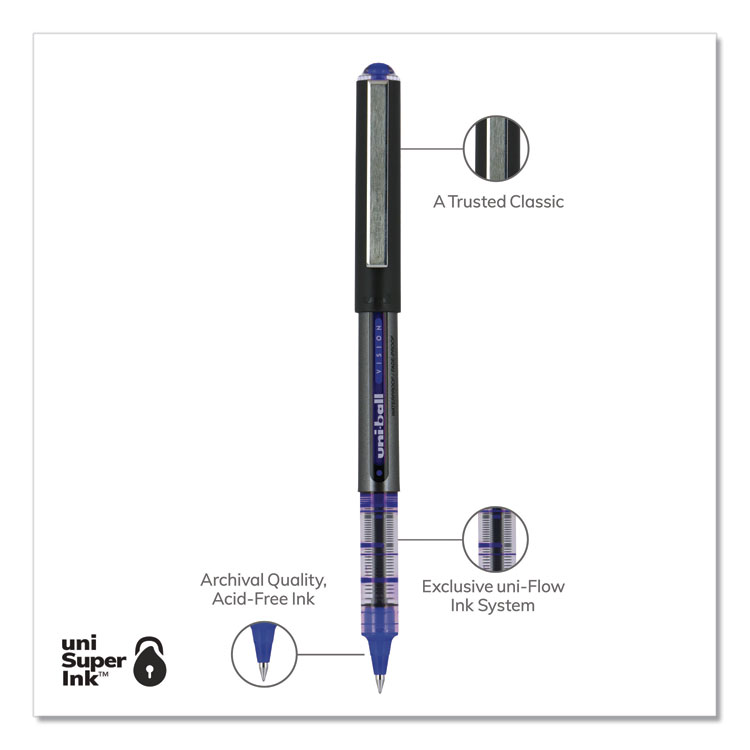 Uni-Ball 69021 Vision Elite Rollerball Pen, 0.5 mm, Blue - 1 pen