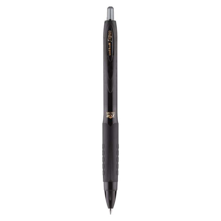 Uni-Ball 207 Signo Gel Ultra Micro Retractable Gel Pen, 0.38 mm, Black Ink, Smoke Barrel, 4/Pack