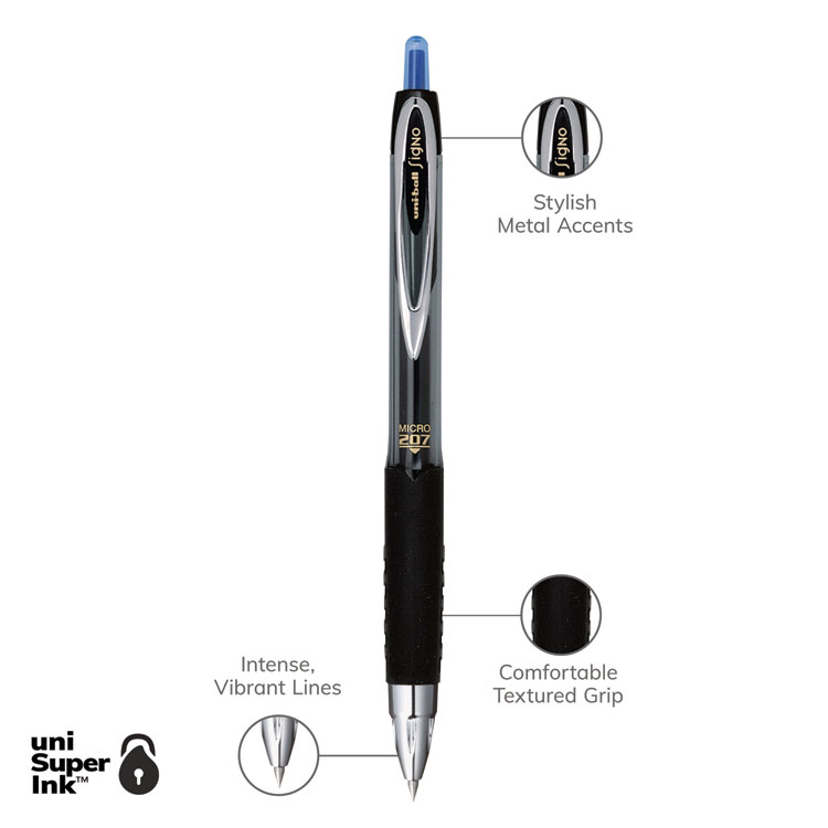 UBC61256 | uniball® 61256 Signo 207 Gel Pen, Retractable, Micro 0.5 mm ...