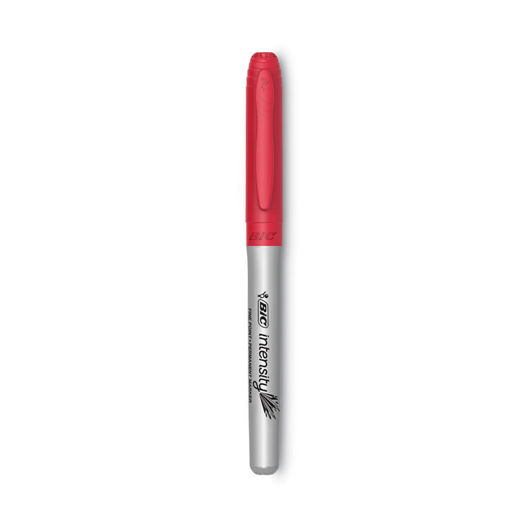 BICGPM11RD, BIC® GPM11-RD Intensity Fine Tip Permanent Marker, Fine Bullet  Tip, Rambunctious Red, Dozen