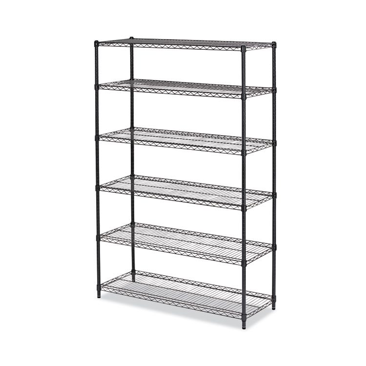 Nsf Certified 6-Shelf Wire Shelving Kit, 48w X 18d X 72h, Black Anthracite