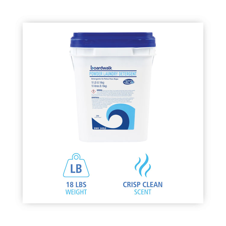 BWK340LP Boardwalk® 340LP Laundry Detergent Powder, Crisp Clean Scent, 18 lb Pail HILL & MARKES