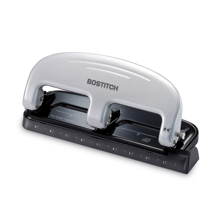 Master 40-Sheet Lever Action Two- to Seven-Hole Punch, 13/32 Holes, Black