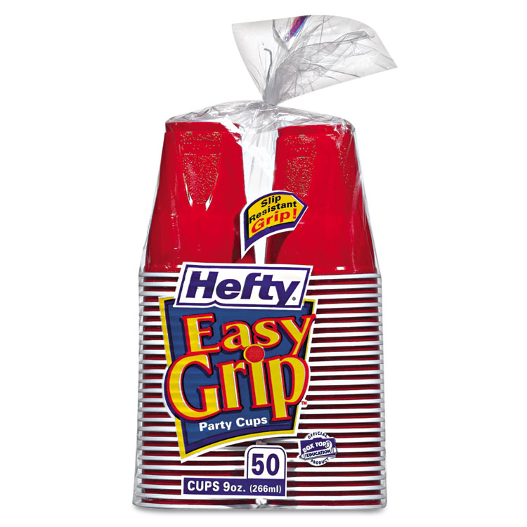 Picture of Easy Grip Disposable Plastic Party Cups, 9 Oz, Red, 50/pack