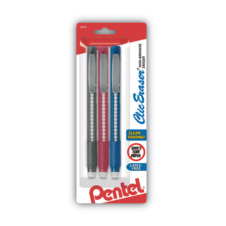 PENZE21BP3K6 ERASER,CLIC,STICK,AST,3PK