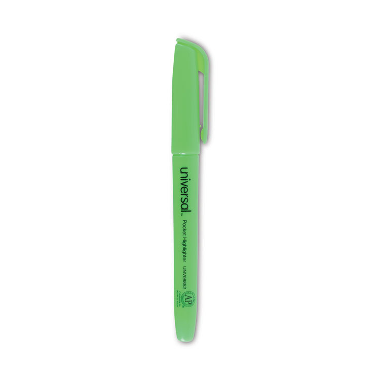 UNV08852 | Universal™ 08852 Pocket Highlighters, Fluorescent Green Ink ...