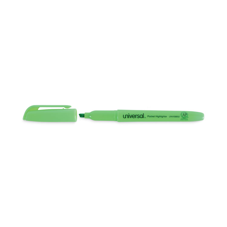 UNV08852 | Universal™ 08852 Pocket Highlighters, Fluorescent Green Ink ...