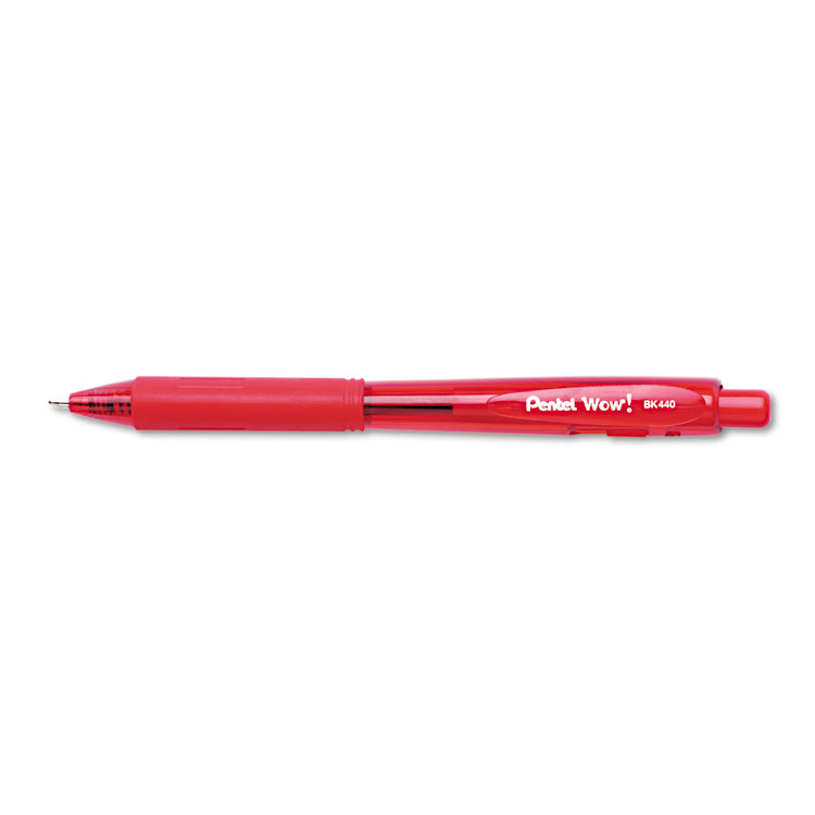 Picture of WOW! Retractable Ballpoint Pen, 1mm, Red Barrel/Ink, Dozen